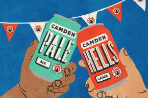 CAMDEN BREWERY HELLS LAGER WE LOVE FOOD ITS ALLWE EAT